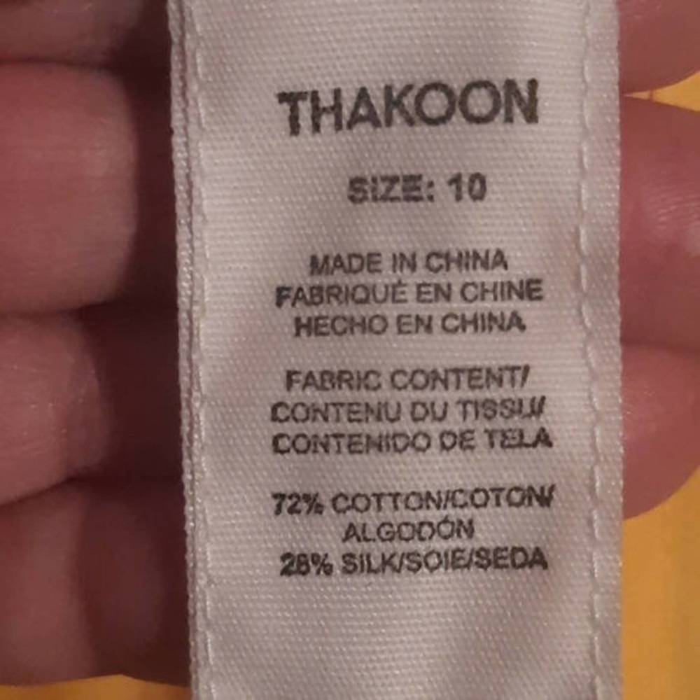 NWT Thakoon Long Puff Sleeve Eyelet Embroidered Silk Cotton Blouse Top Yellow 10 - Picture 10 of 10